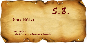 Sas Béla névjegykártya